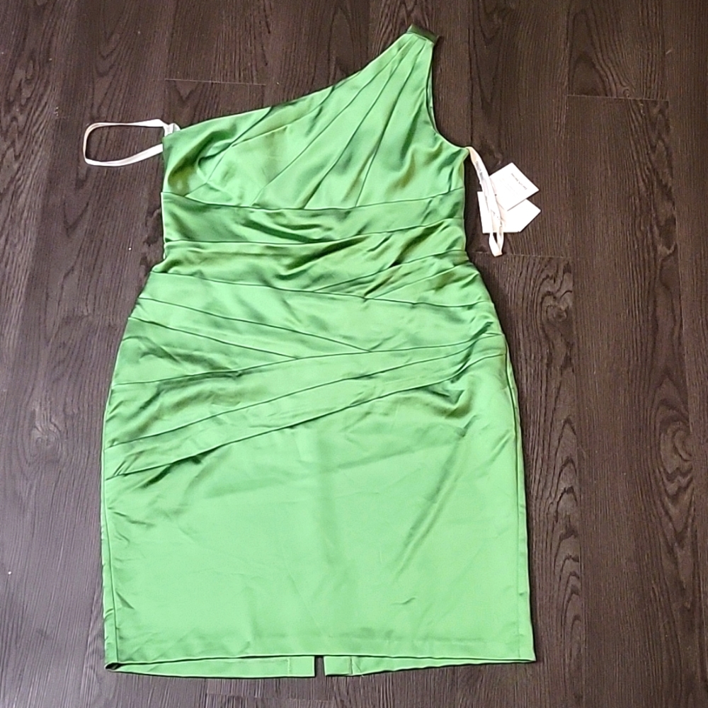Green David's Bridal formal gown